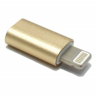 Adapter metalni sa micro na Iphone 5G/5S/SE/6G/6S/6 Plus zlatni 