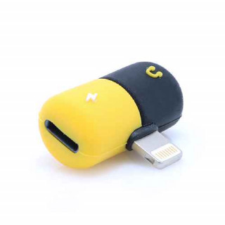 Adapter iPhone 7 handsfree/charging crno-zuti 