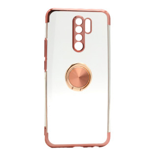 Futrola MAGNETIC RING CLEAR za Xiaomi Redmi 9/Redmi 9 Prime/Poco M2 roze 