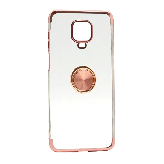 Futrola MAGNETIC RING CLEAR za Xiaomi Redmi Note 9 Pro roze 