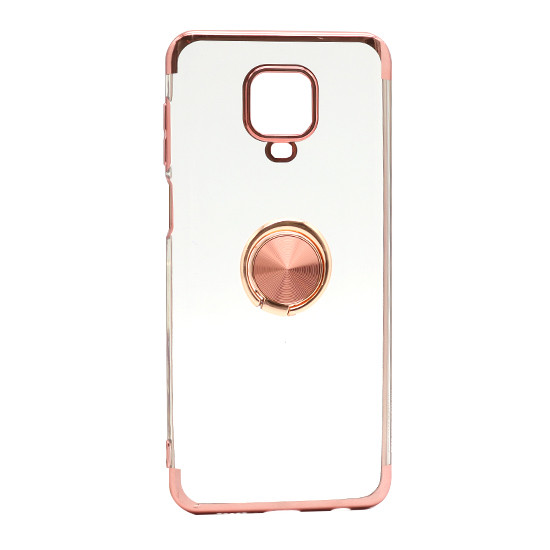Futrola MAGNETIC RING CLEAR za Xiaomi Redmi Note 9S roze 