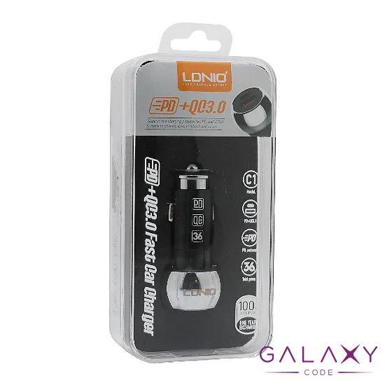 Auto punjac LDNIO C1 PD+USB 5V/3A FAST QC 3.0 za Iphone lightning crni 