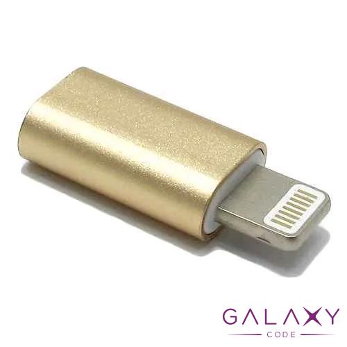 Adapter metalni sa micro na Iphone 5G/5S/SE/6G/6S/6 Plus zlatni 