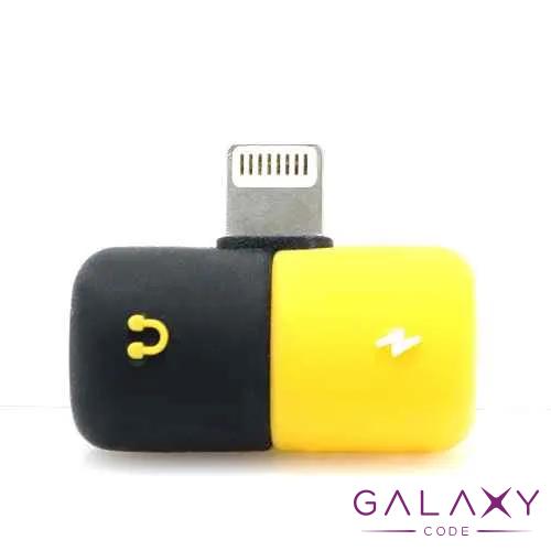 Adapter iPhone 7 handsfree/charging crno-zuti 