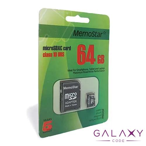 Memorijska kartica MemoStar Micro SD 64GB UHS-1 Class 10 + SD adapter 